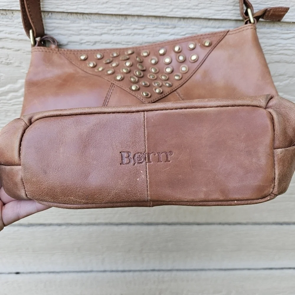 Born brown leather studded crossbody bag - Picture 4 of 12